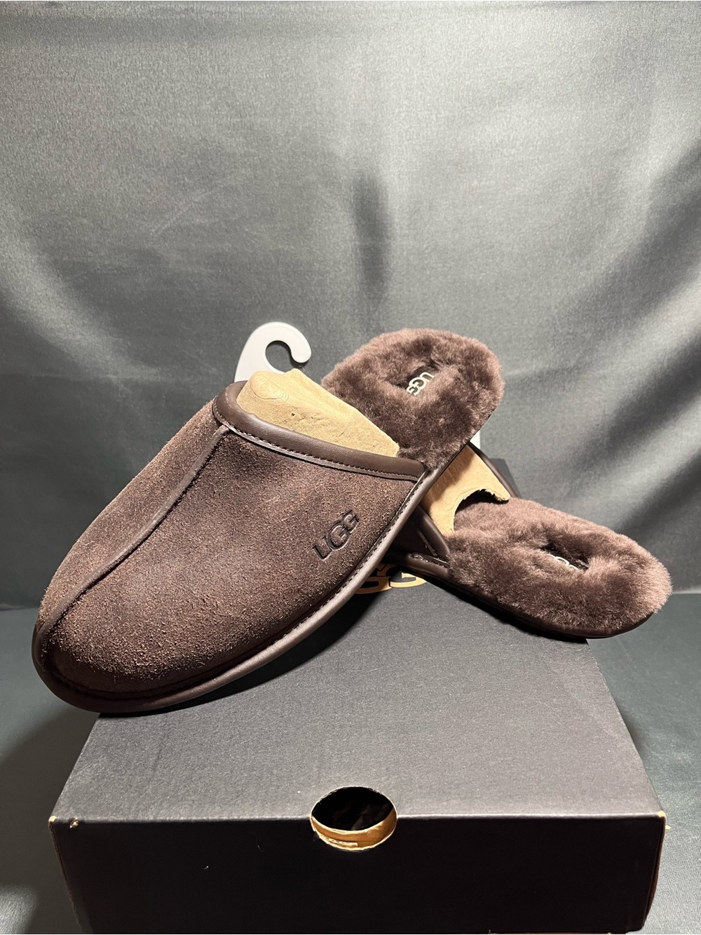 UGG Men's Scuff Brown Suede Shearling Mule Slippers